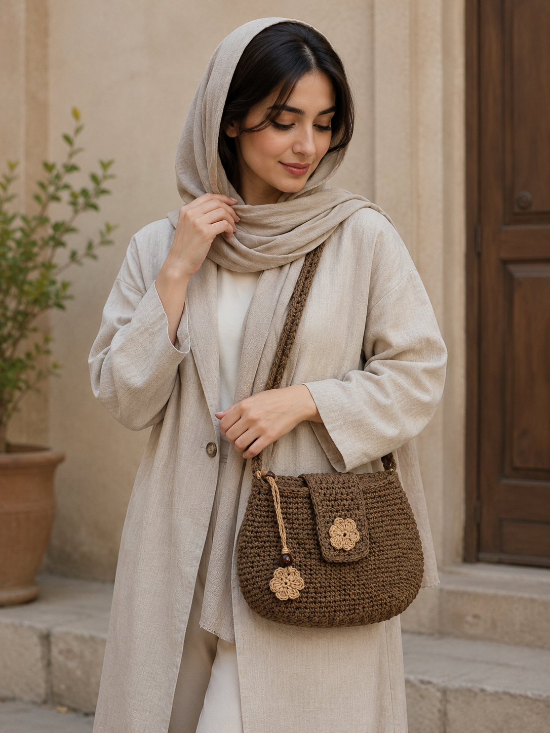 کیف پیاده روی رافیا مدل صحرا